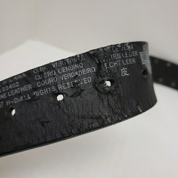 Harley Davidson Lg womens black leather belt silver buckle Waist 34-38 Flawed - Picture 4 of 8